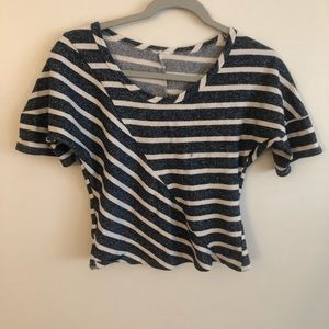 White and blue stripped cropped top
